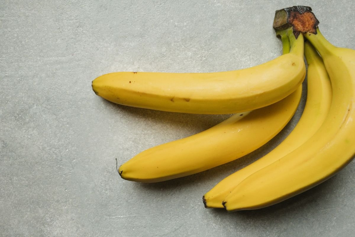 The Cavendish Banana: Today's Global Staple A bunch of ripe, yellow Cavendish bananas placed on a gray surface.