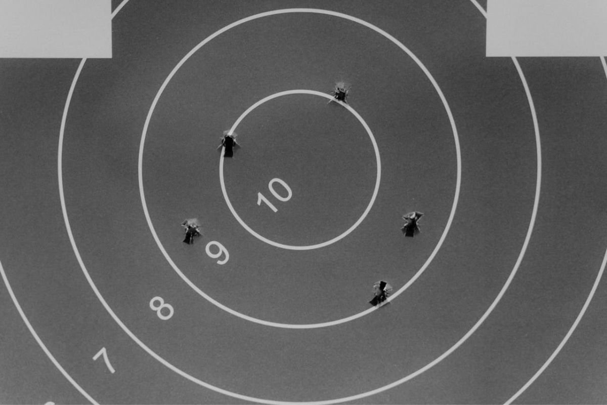 The Bullet Hole Mindset: Seeing Beyond the Obvious A shooting target with multiple bullet holes, symbolising the 'bullet hole mindset' and the value of identifying what’s missing for true insight.