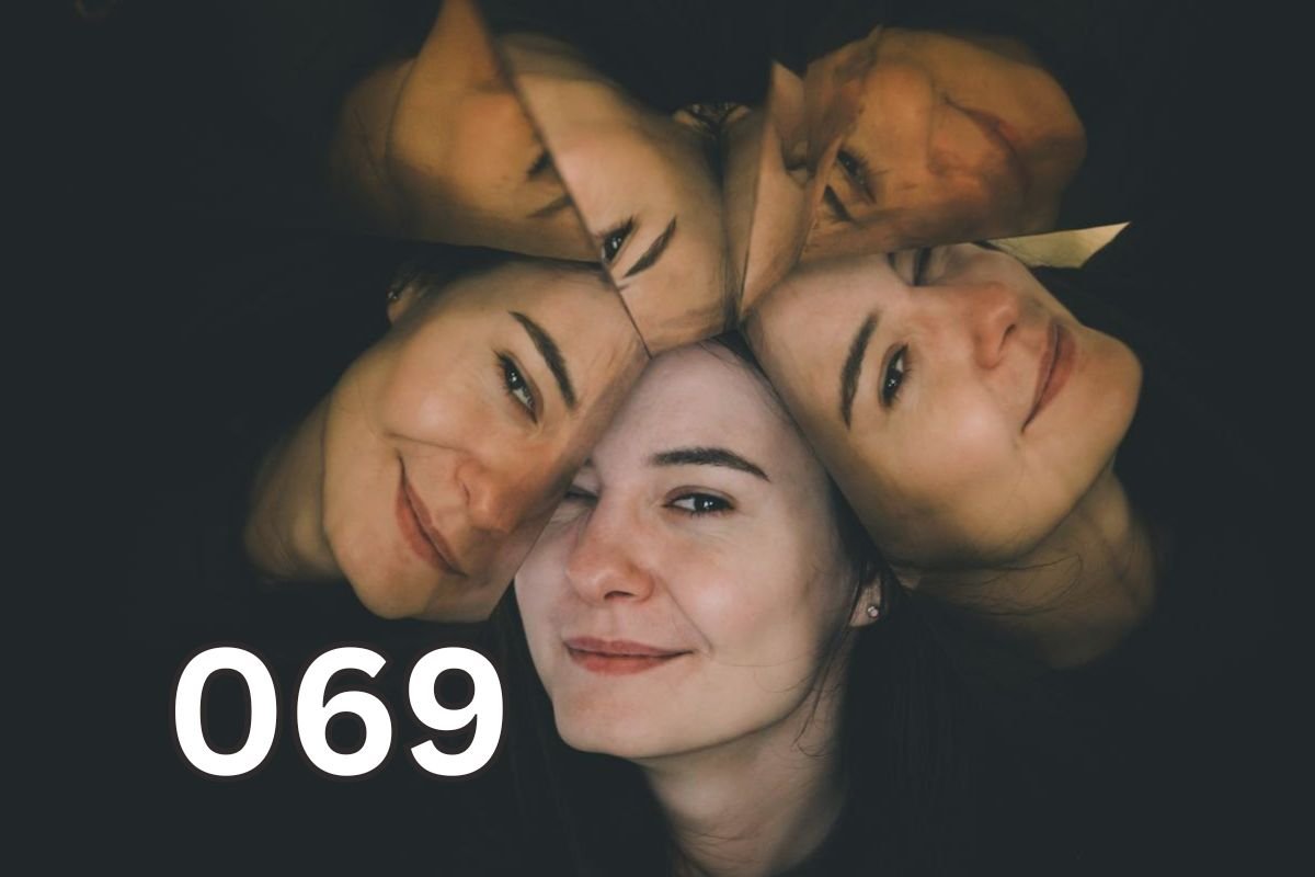 A smiling woman’s portrait subtly fragmented to represent multiple identities, symbolising the experience of Dissociative Identity Disorder (DID).