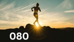 Silhouette of a woman running uphill at sunset, representing strength, vitality, and healthy ageing through movement and circulation