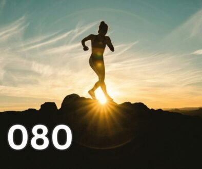 Silhouette of a woman running uphill at sunset, representing strength, vitality, and healthy ageing through movement and circulation