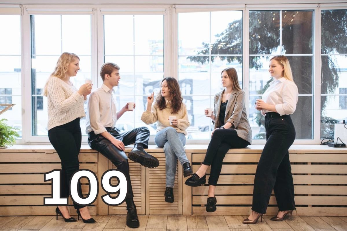 Group of people having a casual conversation over coffee